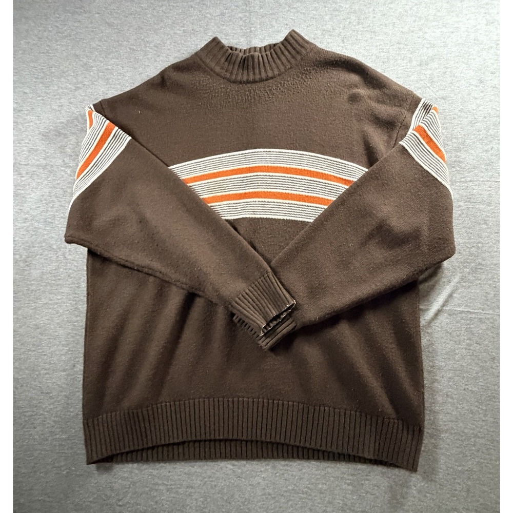 Jordan Craig Collection Men's 2XL Brown Striped Mock Neck Knit Sweater